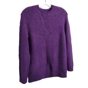 Talbots Size M Sweater Alpaca Wool Blend Soft Plush Cozy Roll Mock Neck Purple